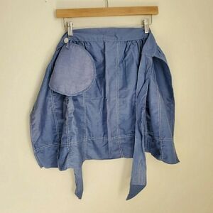 Double Sided Denim Blue Simple Half Apron with Pot Holder